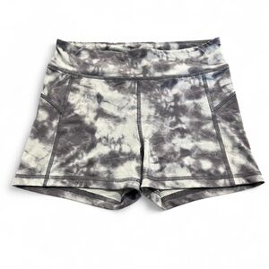 Grey and white marble athletic biker shorts